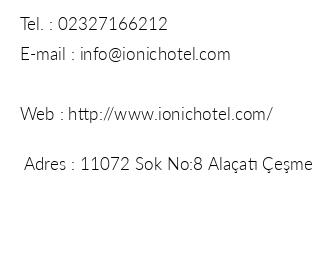 onic Hotel iletiim bilgileri